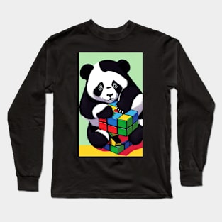 Panda Playing Rubik 8 Long Sleeve T-Shirt